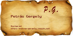 Petrás Gergely névjegykártya